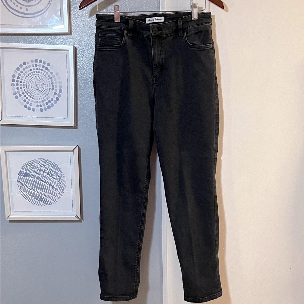 Tommy Bahama Leila Black Wash Mid Rise Slim Boyfriend Jeans Size 8/29